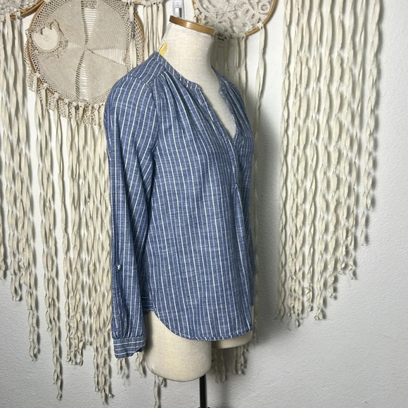 Joie Blue and White Stripe Cotton Long Sleeve Blouse Size XS - Picture 4 of 10